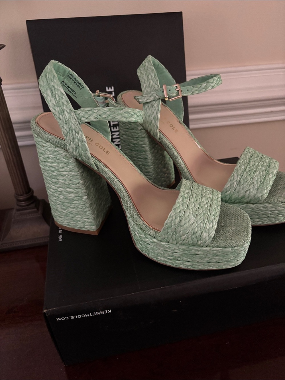 Kenneth Cole Mint Green Braided Platform Sandals